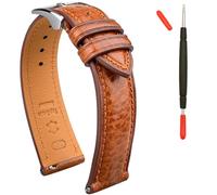 Gomvadr Correa de reloj de cuero italiano Toscana natural curtido vegetal de grano superior, correa de reloj de 18 mm, 19 mm, 20 mm, 21 mm, 22 mm, XL, XXL, correa de repuesto de liberación rápida para