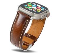 Gomvadr Correas de cuero vintage compatibles con Apple Watch Band de 38 mm, 40 mm, 41 mm, 42 mm, 44 mm, 45 mm, 49 mm, correa de cuero curtido con aceite encerado para hombres y mujeres, iWatch Ultra