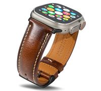 Gomvadr Correas de cuero vintage compatibles con Apple Watch Band de 38 mm, 40 mm, 41 mm, 42 mm, 44 mm, 45 mm, 49 mm, correa de cuero curtido con aceite encerado para hombres y mujeres, iWatch Ultra