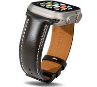 Gomvadr Correas de cuero vintage compatibles con Apple Watch de 38 mm, 40 mm, 41 mm, correa de cuero curtido con cera aceitada para iWatch Series 9, 8, 7, 6, 5, 4, 3, 2, 1, SE3/2/1 (negro ceniza