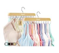 Gomyrod Colgador de Brasier para Armario, Colgador de Camiseta sin Mangas con 20 Ganchos de Capacidad, Colgador Plegable de Madera para Ahorrar Espacio, organizadores de Armario giratorios de 360° y