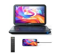 GOnavidio Reproductor de DVD Blu Ray portátil de 17.6 pulgadas con pantalla grande de 15.4 pulgadas, entrada y salida HDMI, pantalla de sincronización, batería recargable de 4000 mAh, video MP4 MKV