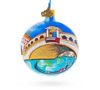 Góndola bajo el Puente del Rialto, Venecia, Italia, Esfera de Cristal Ornamento de Navidad 3.25 Pulgadas