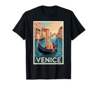 Góndola Venecia Cat Vintage Travel Italy Design Camiseta