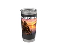 Gone Fishin Pesca divertida Amante de la pesca Camiseta Vaso térmico de acero inoxidable de doble pared