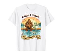 Gone Fishin' with My Buddy Bigfoot Alien Dock OVNI Hombres Mujeres Camiseta