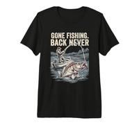 Gone Fishing Back Never Pesca Pesca Camiseta Premium