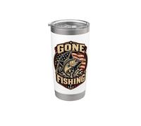 Gone Fishing Bandera Americana Bass Fisherman Angler Vaso térmico de acero inoxidable de doble pared