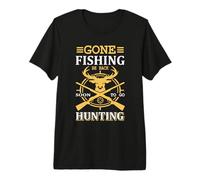 Gone Fishing Be Back Soon To Go Hunting Hunter Life Nature Camiseta Premium