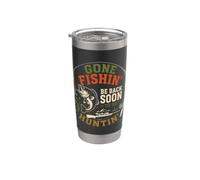 Gone Fishing Be Back To Go Hunting Diseño vintage Vaso térmico de acero inoxidable de doble pared