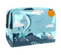 Gone Fishing - Bolsa de cosméticos para mujer, diseño de barco de pesca, bolsa de aseo grande de PVC con cremallera, multicolor, 18.5x7.5x13cm/7.3x3x5.1in, Neceser