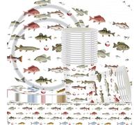 Gone Fishing,Gone Pesca Fiesta Decoraciones Set,decoraciones de fiesta de pesca, Fiesta Temática del Océano Decoración,accesorios de fiesta de cumpleaños (53PCS 16 personas)