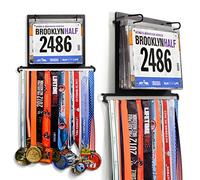 Gone For a Run - Expositor de dorsales y medallas para carreras, colgado en pared, muestra hasta 24 medallas y 100 dorsales de carrera