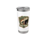 Gone for Fishin' Vintage Bass Jump Angler Retro Lake Life Vaso térmico de acero inoxidable de doble pared
