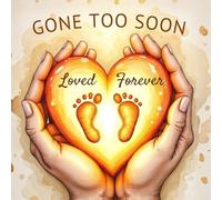 Gone Too Soon Funeral Guest Book - Hand Holding Heart with Footprints: Memorial Sign-In Book for Infant or Child Loss, Celebration of Life, and Remembrance Gatherings