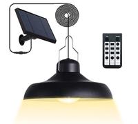 Gonengo Lámpara colgante solar para exteriores, luz solar para cobertizos interiores de 3000 K, 4500 K, 6500 K, con control remoto, luces para exteriores, IP65, impermeables, para jardín, gallinero