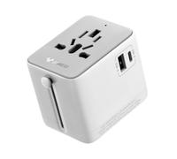 GONEO Adaptador Enchufe Universal 15W Sin Fusible con 2 USB 1 Tipo A 1 Enchufe de CA Adaptador de Enchufe Internacional de Viaje y Negocios para UE UK USA Reinicio Automático Protección de Ocho Capas