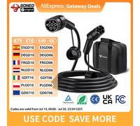GONEO-Cable de carga EV/PHEV con bolsa de transporte, Cable automático híbrido Tipo 2 trifásico de 11kW / 22kW/7kW, Compatible con vehículos eléctricos 11kW 10M