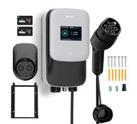 GONEO Estación de Carga 22kW 8A-32A Wallbox para vehículos eléctricos 480V Trifásico OCPP con 5m de Cable con Tarjeta RFID IP65 IK10 protección WLAN App Bluetooth Control Carga Programada