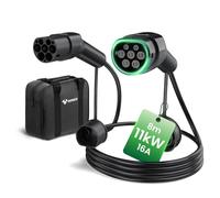 GONEO Tipo 2 Cable Carga Coche Electrico, 11kW/8 Metros/16A/3 Fase/Modo 3/IP54 Impermeable, Electric Vehicle Car Plug-in Hybrid Cable De Carga Rápida con Bolsa De Almacenamiento