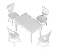 Gonetre Dollhouse Furniture Miniature Dollhouse Set 1 Table 4 Chairs Wooden 1 : 12 Scale Smooth Safe for Children Toys Decoration with Eco Friendly Material Creativity (White)