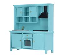 Gonetre Dollhouse Kitchen Toy Wooden Miniature Kitchen Furniture Cabinet Set For Kids Children 1 : 12 Scale Dollhouse Accessories Birch Material 15 x 5 x 16cm