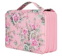 Gonetre Estuche para Lápices con Cremallera de 252 Ranuras, PU Portátil, Portalápices, 5 Capas, Correa de Mano, para Colgar en la Pared, Gran Capacidad, Fácil de Llevar (fundación Rosa)