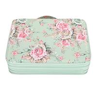 Gonetre Estuche para Lápices con Cremallera de 252 Ranuras, PU Portátil, Portalápices, 5 Capas, Correa de Mano, para Colgar en la Pared, Gran Capacidad, Fácil de Llevar (Rosas sobre