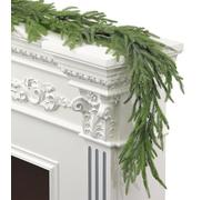 Gonetre Guirnalda de Cedro Artificial, Vegetación Navideña Verde PE para | Resistente Al Agua, Diseño de Aguja de Pino Realista, Flexible para Chimenea o Puerta, Material de PE Resistente de 1300 g.