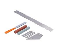 Gonetre Herramienta de Medición de Guitarra, Kit de Calibre de Medición de Guitarra, Regla con Muescas para Cuello, Archivo de Coronación de Traste, Bolsa de Almacenamiento de Piedra de