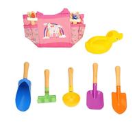 Gonetre Herramientas de Jardín para Niños Tool de Jardín de Madera Toyadores para Niños con Riego Puede Rechen de Schaufel para Juego Al Aire y Color Rosado de de
