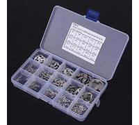 Gonetre Juego de Clips E de 300 Piezas, Kit Surtido de Anillos de Retención Tipo E de Acero Inoxidable M1.2-M15, con Caja de Almacenamiento para Uso Multiusos