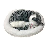 Gonetre Juguete realista de gato durmiendo, muñeca de peluche con simulación de respiración, suave, compañero realista para niños, decoración del hogar, material de lana artificial (gato atigrado azul