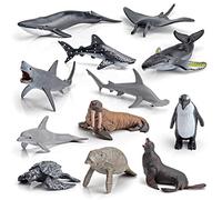 Gonetre Ocean Sea Life Animal Model Toys 12PCS Realistas Figuras de Simulación de Plástico PVC Colección Educativa para Niños Decoración de Fiesta Selva Animales Marinos Salvajes