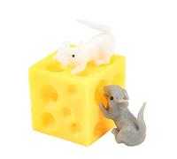 Gonetre Pedro de Juguete de Ratón y Queso Busque Alivio de Estrés Juego de Novedad Sensorial para Niños Adultos Divertidos Ratones Coloridos y Queso Set de 4.5 Cm Incluye 1 Queso 2 (Amarillo)