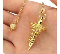 Gonetre Péndulo Espiritual de Metal, Herramienta de Adivinación para Curación de Energía, Equilibrio de Chakras, Péndulo de Radiestesia, Hecho de Cadena de Metal Duradero, Longitud de 7 (Oro)