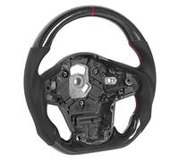 Gonetre Volante de Fibra de Carbono Cuero Perforado Fondo Plano Diseño de Carreras Tipo D con Costuras Rojas Anillo Rojo de las 12 en Punto Empuñaduras Ergonómicas para GR A90 2020+