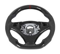 Gonetre Volante de Fibra de Carbono Fondo Plano Tipo D Diseño de Carreras Empuñaduras de Gamuza Raya Roja M Tri Costura para Serie 3 E90 E92 E93 M3 E82 E88 2006 2013 Modelos de