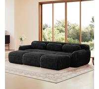 gonew21 Boneless Cloud Sofá negro - Apto para mascotas y resistente a los arañazos, función de sueño, tejido de felpa premium, respaldo ergonómico y diseño modular - para salón, oficina en casa y