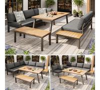 gonew21 Juego de salón para 6 - 7 personas - salón exterior con cubo de hielo y mesa, juego de muebles de terraza resistente a la intemperie con tapicería, juego de muebles de balcón, juego de muebles
