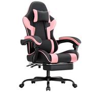 gonew21 Silla ergonómica para videojuegos con soporte lumbar - Silla de oficina de piel sintética transpirable - Silla de ordenador con respaldo ajustable y reposapiés - hasta 200 kg - Naranja