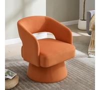 gonew21 Sillón giratorio de 360 grados, tapizado con respaldo ergonómico, acolchado de espuma suave, base de metal redondo, para salón y dormitorio, color naranja