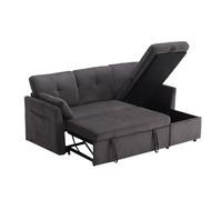 gonew21 Sofá cama con cajonera y espacio de almacenamiento - Sofá funcional en forma de L de pana, sofá modular esquinero con otomana, cama extensible y compartimento de almacenamiento, color gris