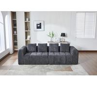 gonew21 Sofá esquinero modular de 3 plazas, sin montaje, 260 cm, espuma de alta densidad, tela de terciopelo gris oscuro, asiento bajo, sofá esquinero flexible en forma de L para noches acogedoras
