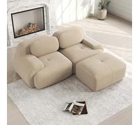 gonew21 Sofá esquinero modular sin marco y sin montaje, sofá de pana con reposabrazos curvados y acolchado 32D, para 2 personas, sofá ergonómico para salón y dormitorio, color beige