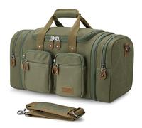 Gonex Bolsa de lona para viajes, expandible, resistente al agua, 50 L, bolsa de viaje para fin de semana, bolsa de gimnasio con bolsillo de separación en seco y húmedo y funda para asa de maleta,
