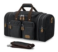 Gonex Bolsa de lona para viajes, expandible, resistente al agua, 50 L, bolsa de viaje para fin de semana, bolsa de gimnasio con bolsillo de separación en seco y húmedo y funda para asa de maleta, Gris