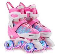Gonex Patines 4 Ruedas Niña Patines en Paralelo Ajustables, Patines con Iluminación LED para Niñas y Niños Principiantes