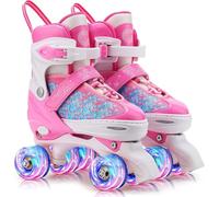 Gonex Patines 4 Ruedas Niña Patines en Paralelo Ajustables, Patines con Iluminación LED para Niñas y Niños Principiantes