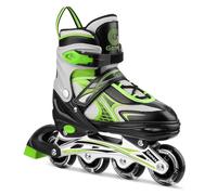 Gonex Patines en Línea Niños Niñas, Patín sobre Ruedas Iluminadas Inline Skates Ajustables Adultos, Patines Infantiles con Luces, Día del Niño Vuelta al Cole, Verde S